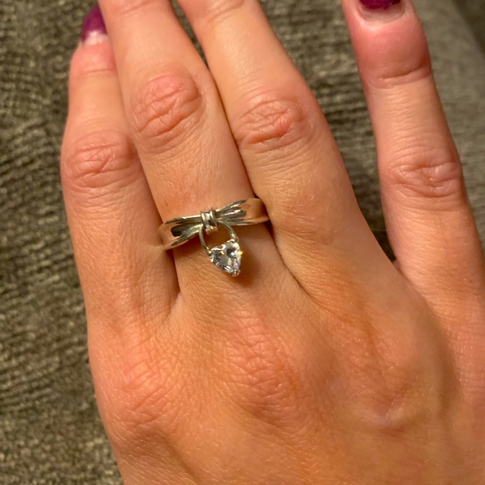 Sterling Silver Ring with Heart Crystal